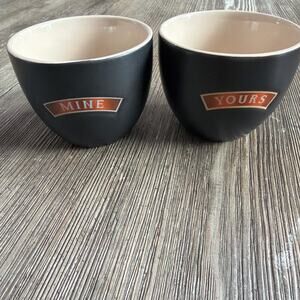 Bailey’s Irish Cream Mine & Yours Mugs Desert Bowls Black Ceramic Cup couples